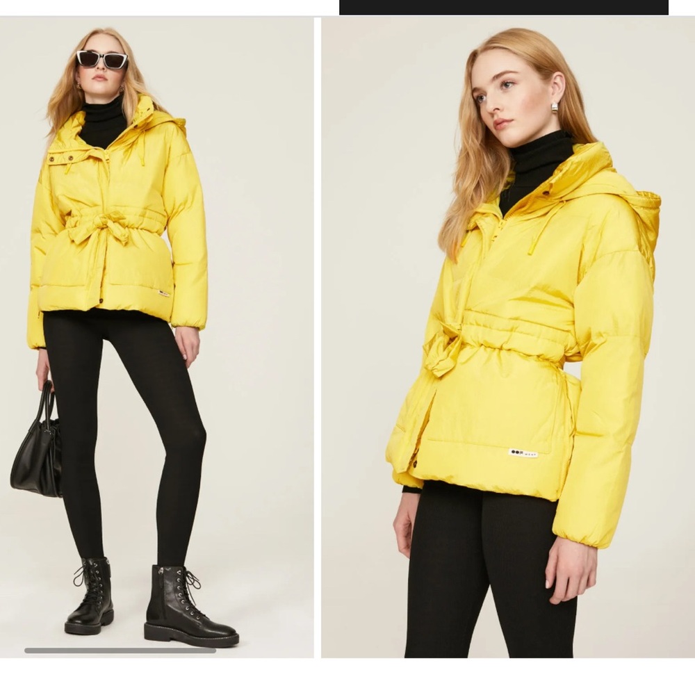 NWT Neon Yellow Belted Puffer Jacket OOF Oofwear sz 6 sz 42 Anthropologie $428!